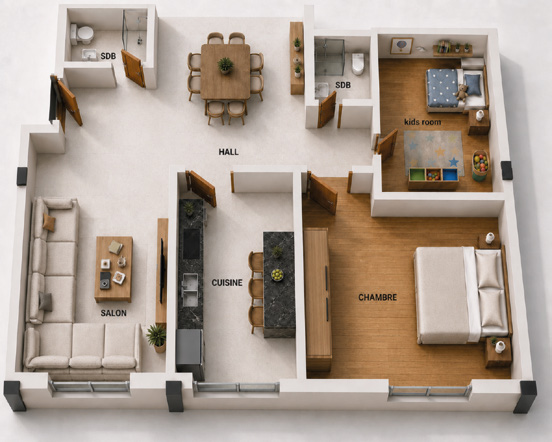 Plan appartement 2 chambres